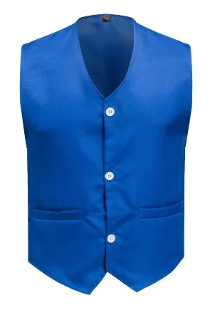 Sleeveless Buttons V Neck Mens Vest Wholesale for Waiter volunteer Supermarket vest overalls