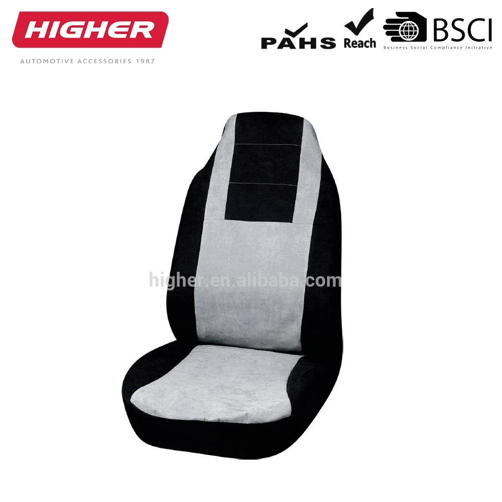 SA6172 2PC sport Black grey front high back side airbag Velour suede car seat cover