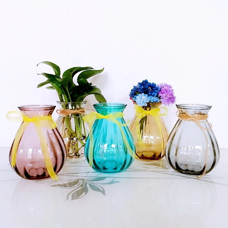 
Hydroponic Vase Home Modern Glass Flower Vase Fashion Decor Glass Jar With Color 