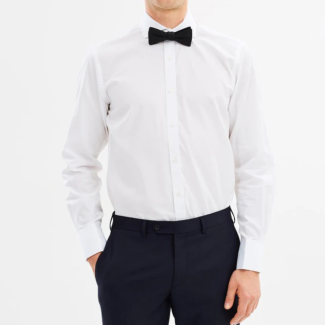 High quality bespoke pleat fronted wing collar men dress tuxedo shirt for men