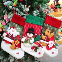18' Christmas Lint Embroidered Christmas Stocking Gifts Candy Hanging Bag Santa Claus Snowman Hotel Home Decoration