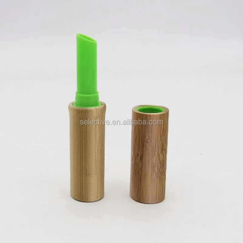 empty makeup round wooden bamboo lipstick lip balm tubes packaging