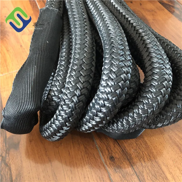 Black Color 22mm*9m Nylon Kinetic Recovery Tow Rope With Loop at Each End