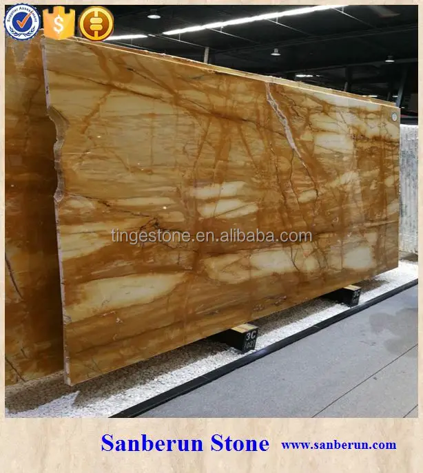 Perfect Italian giallo siena marble slab for countertop