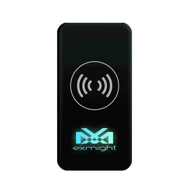 2019 Fantasy Power Bank Make Your Own Brand Light Up Logo Qi Wireless Power Bank 10000mAh with Led Logo