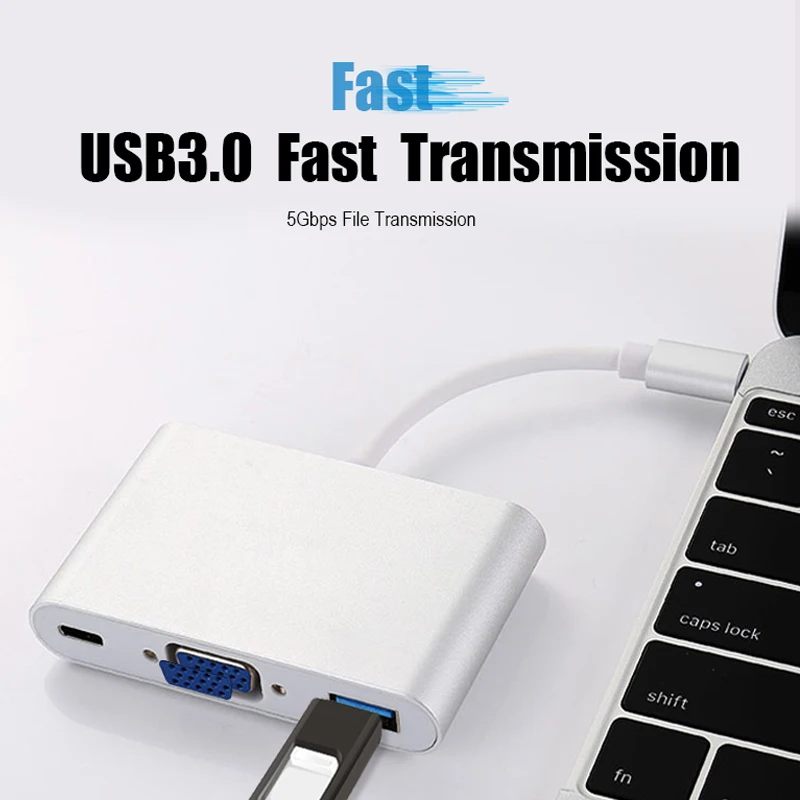 USB 3.0 Type-C to HDTV VGA /USB 3.0/Type C Convertor Cable Adapter for Macbook