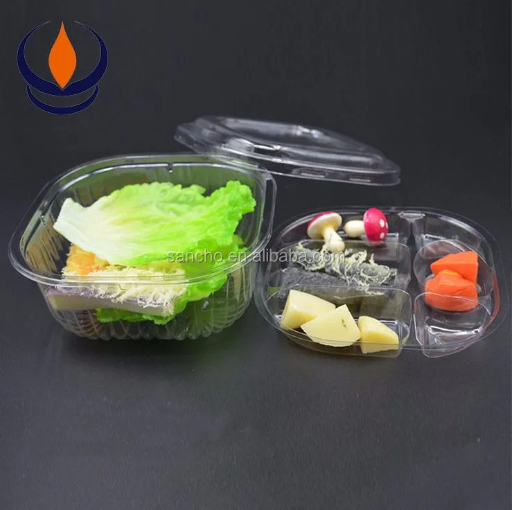 Disposable plastic blister food tray with lid