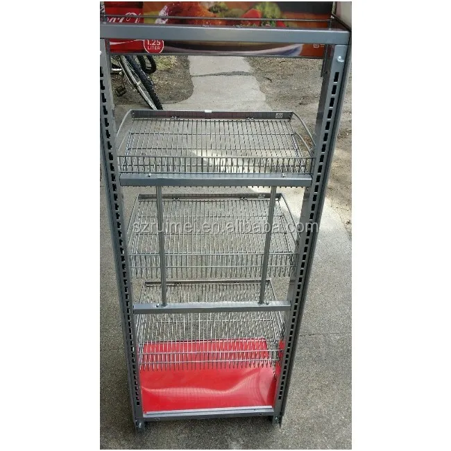 Floor Standing Beverage Display Rack Cola Display Stand Racks Cooler K/D , Corrugated Carton RM-BL0302 CN;GUA Powder Coating