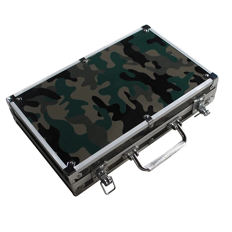 Camouflage multi custom aluminum 200 poker chip set briefcase