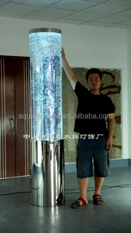 Round Floor Standing Columns with Water Bubble RGB color changing Wedding Party For decoration