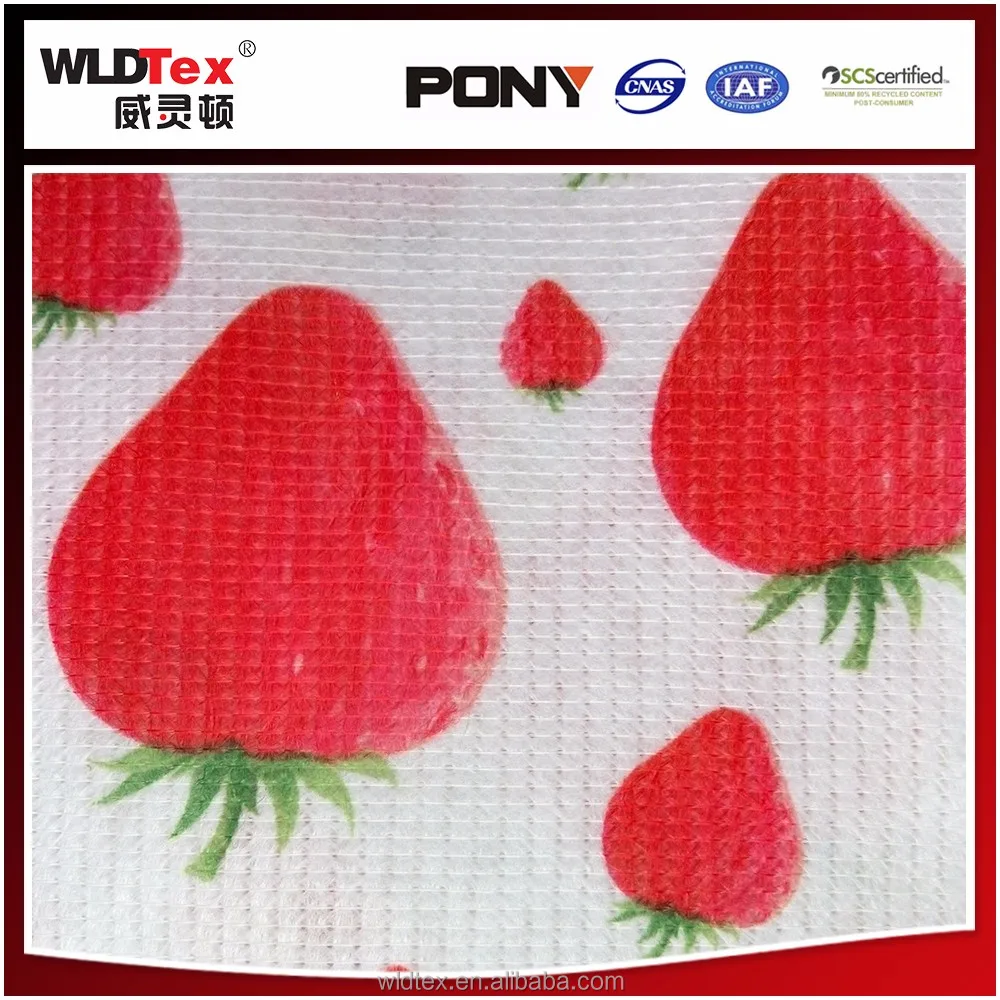 Пользовательские клубника печатных водонепроницаемый полиэстер ткани для сумки