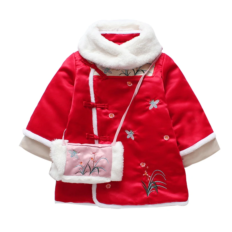 
Китайская новогодняя Детская одежда, Чонсам для девочек, традиционная одежда для детей и девочек 