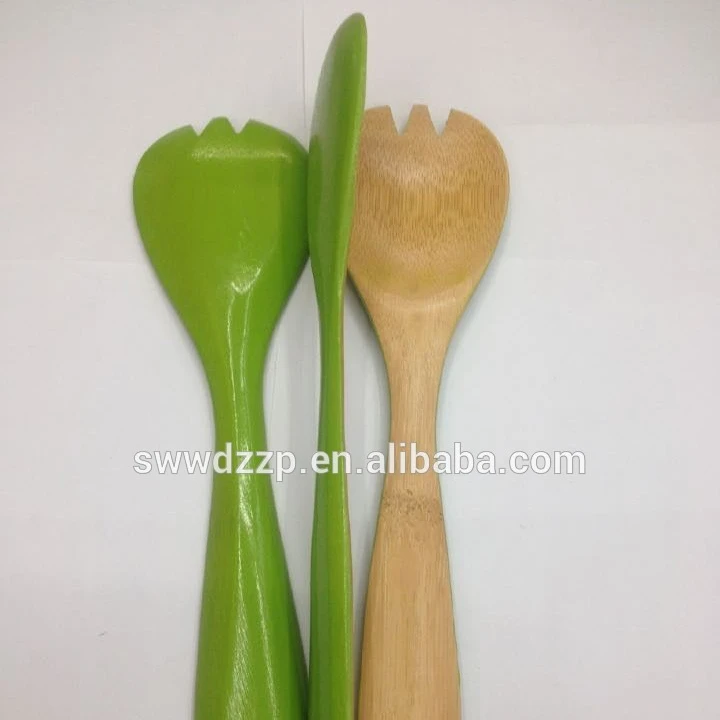 
Eco-friendly wholesale hot selling colored bamboo salad maker spoon for sale 