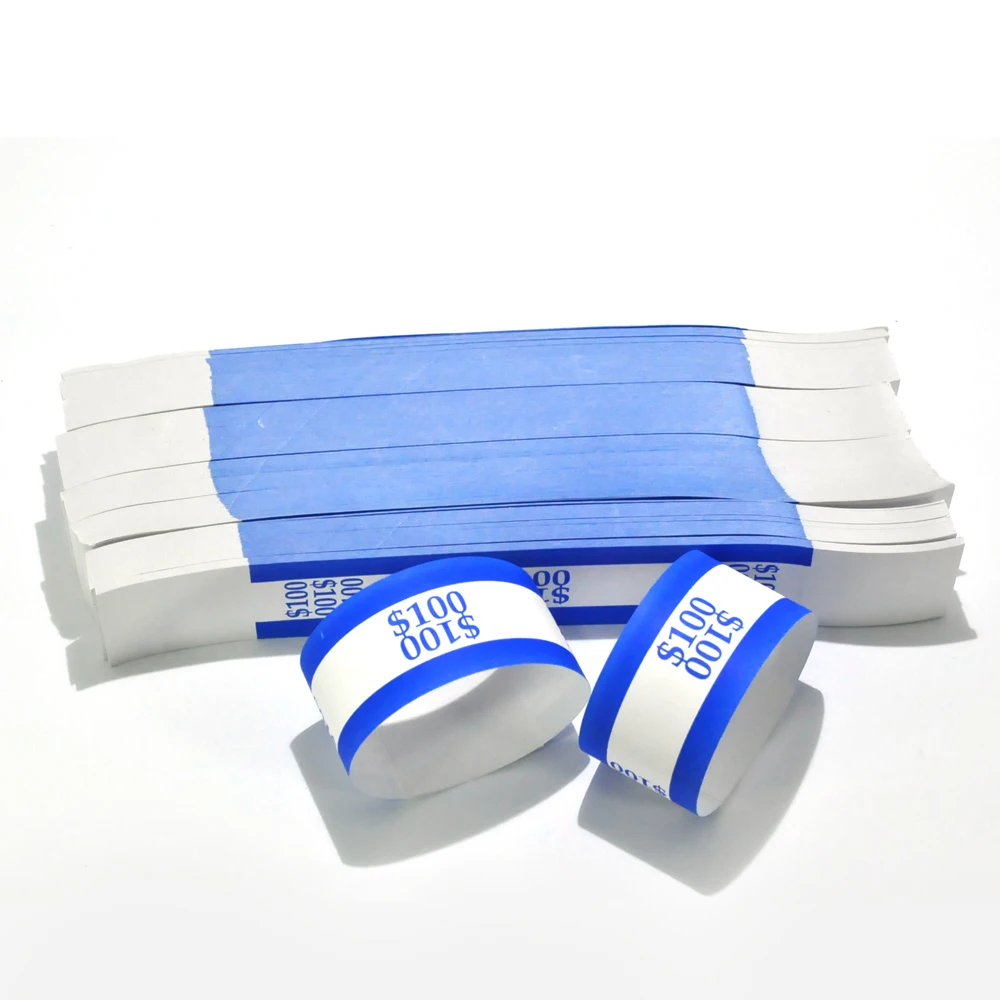 Custom Design Pre-sealed currency bands with stickcy end for organizing money