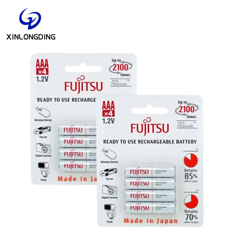XLD Wholesale Fujitsu Ready-to-use AA Rechargeable NiMH 1.2V Min1900mAh Batteries