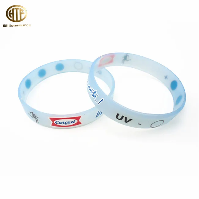 Custom sun color sensitive uv reflective silicone bracelet