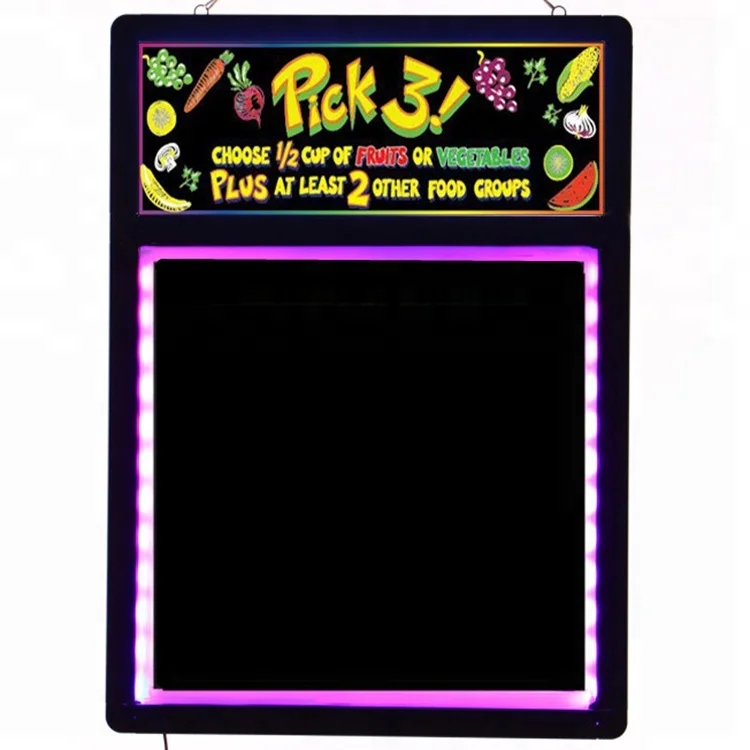 Multi color neno led light display advertising board for fast food menu board