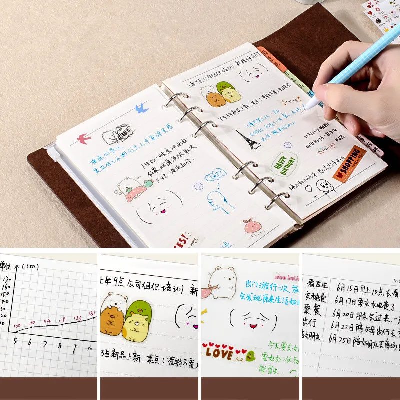 Fashion design diary calendar A6 loose-leaf removable notebook student diary with bandage hand book pages