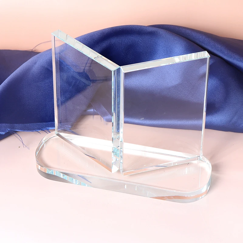 2018 New style blank glass crystal book awards plaque crystal fist trophies from Chinese factory
