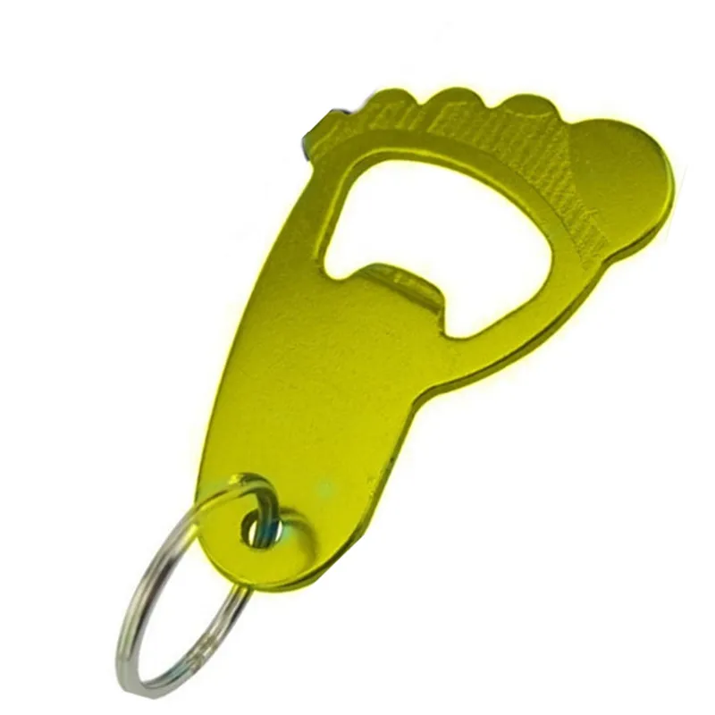 HXY best sale foot shape aluminum keychain bottle opener wedding souvenir key ring bottle opener for promotional gift