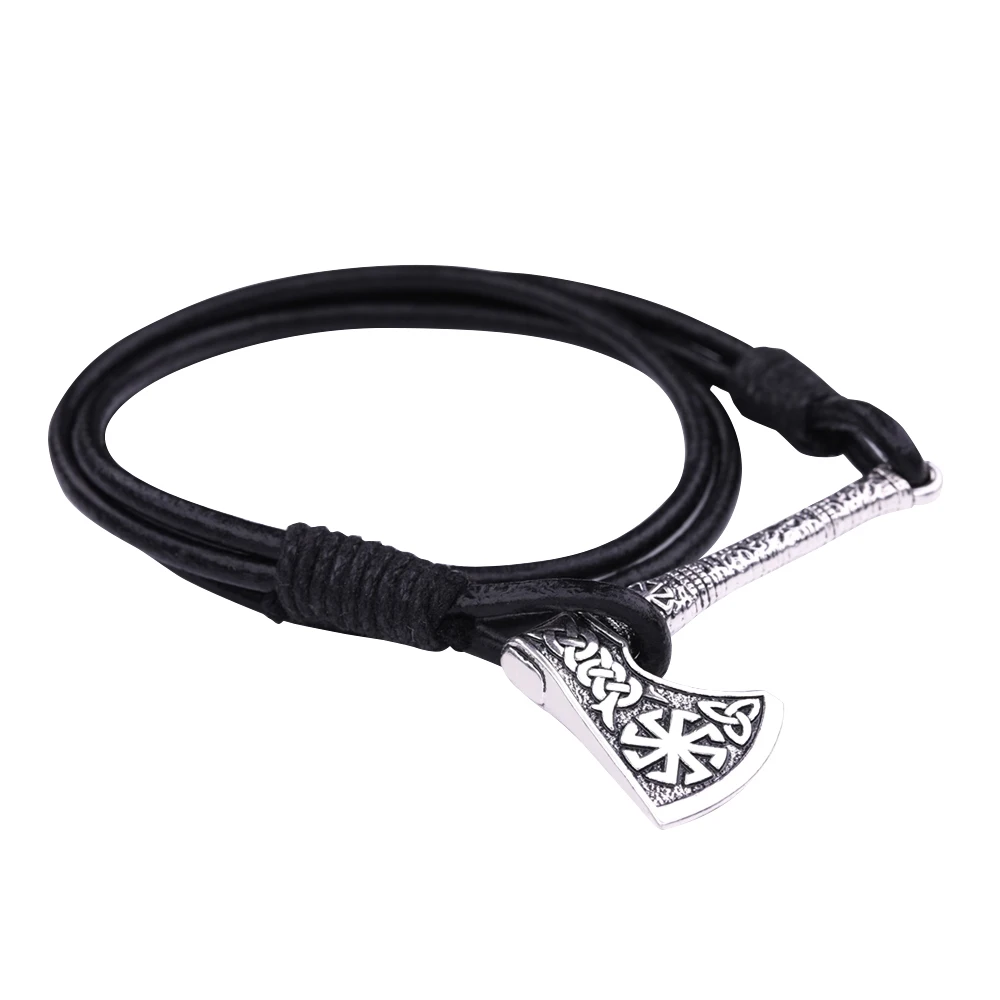 Slavic Talisman Kolovrat Sun Wheel Amulet Braided leather Axe Pendant Bracelets
