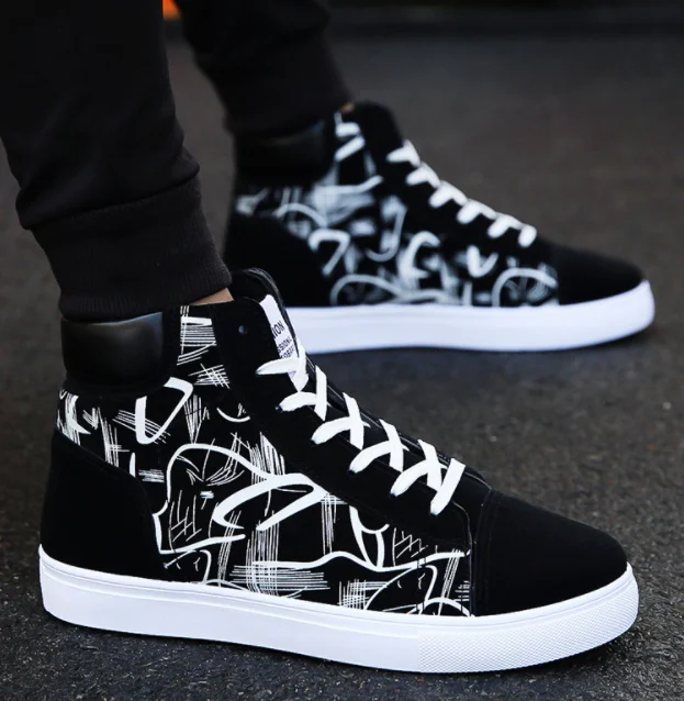 UP-0071J Fashion casual canvas shoes high neck men shoes sneakers for winter autumn
