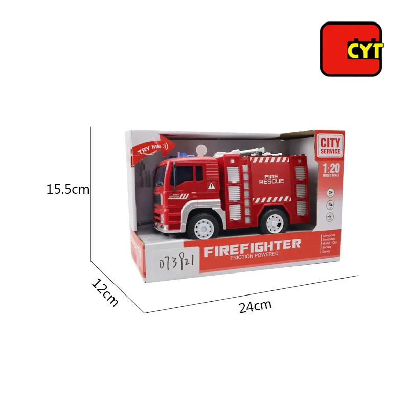 1:20 model children friction truck fire engine inertia car toy with lights