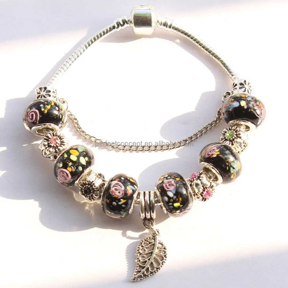 Fashion Bracelet European Charm Women With High Quality Murano Glass Beads Pink Glass Beads Bracelet BR-151118-35
