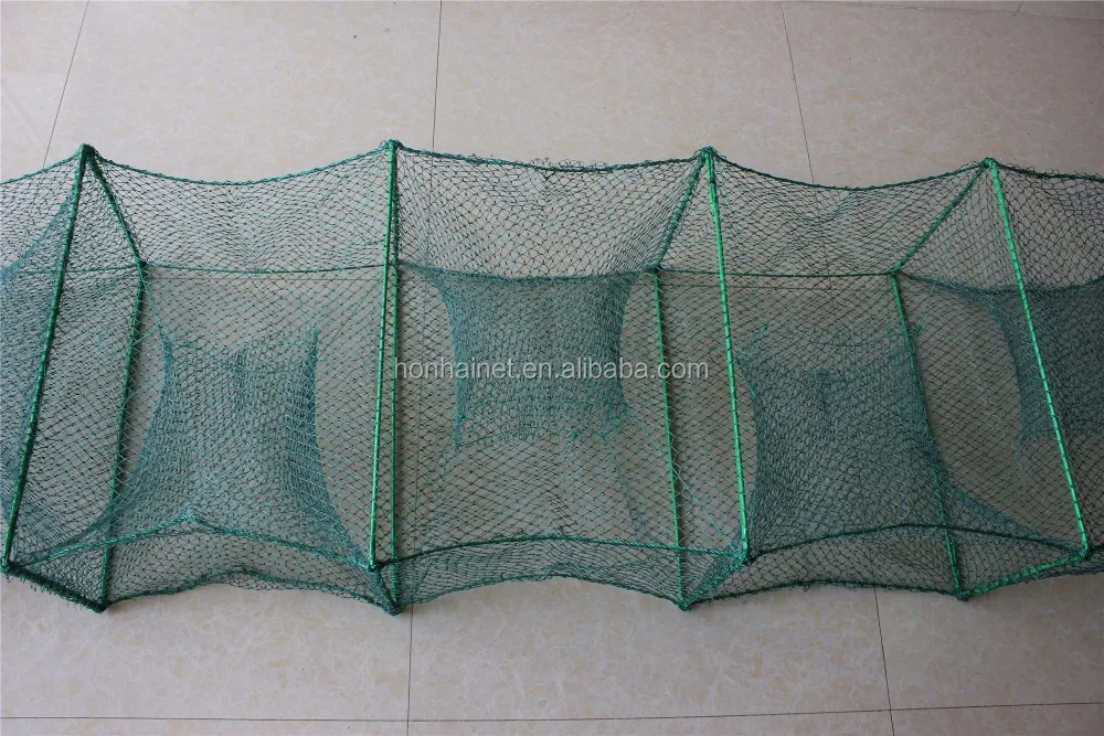 Factory long fishing net trap for crab lobster shrimp PE great wall cage agriculture fishing trap fyke  net