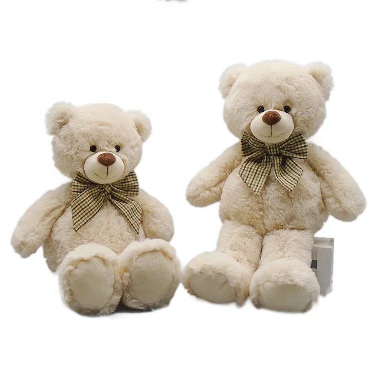 Cute Design Ivory Color Plush Teddy Bear with Bowtie