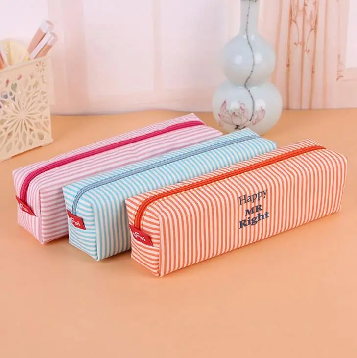 Самый популярный хлопковый полосатый пенал, милый студенческий пенал для карандашей