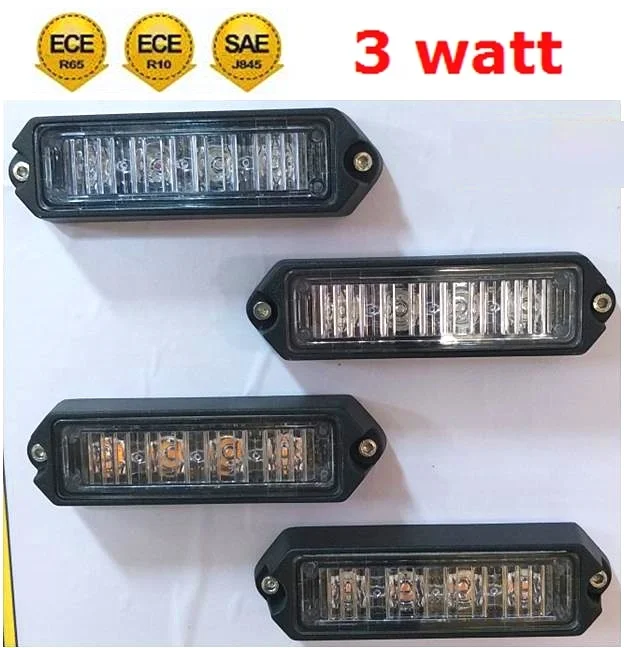 ECE R65 ECE R10 SAE J845 stadard 3 watt led lighthead car surface mount led flash strobe light vehicle led warning lighthead
