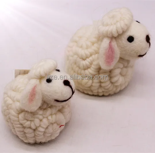 Customized Lovely wool felt yarn Knitted Stuffed Animals- colourful sheep