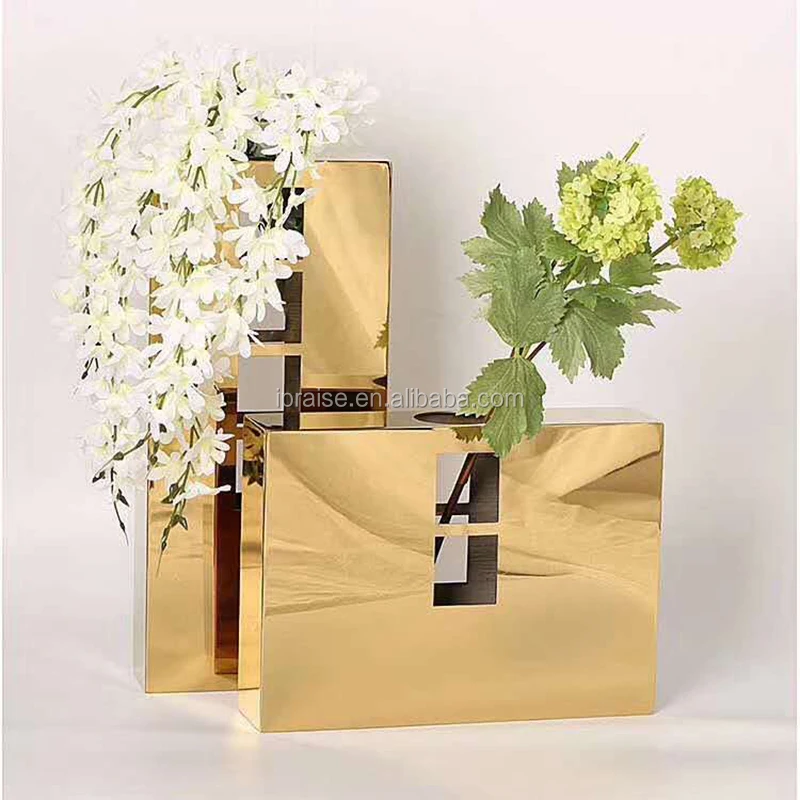 Modern beautiful design golden stainless steel flower vase