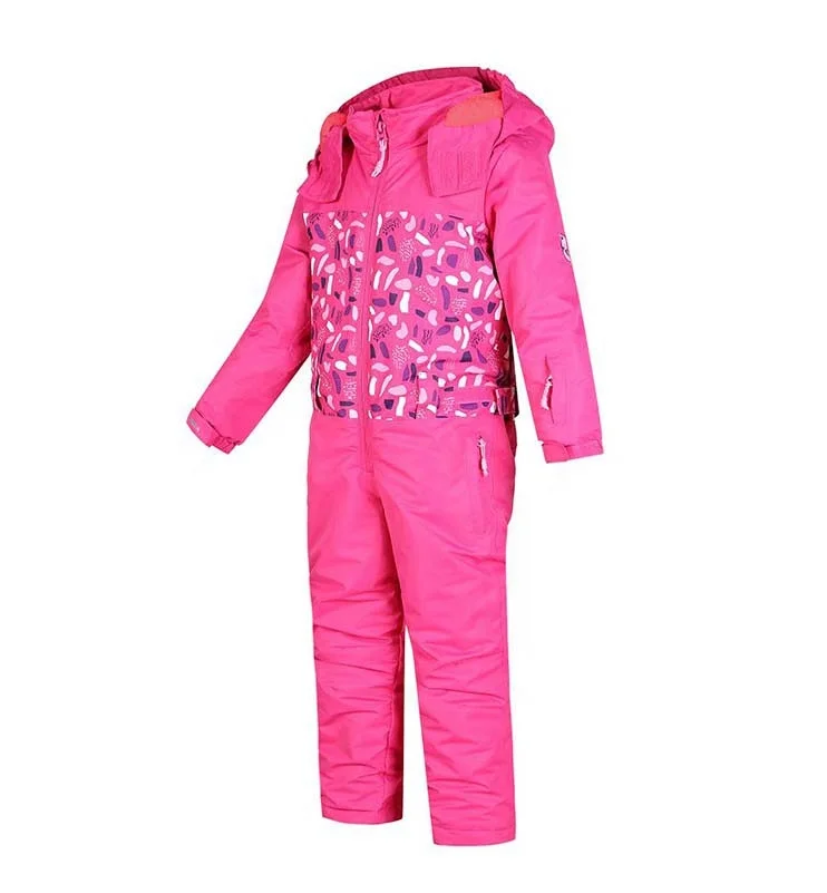 Topgear Pink Breathable Windproof Overall One Piece Ski Wear Set Waterproof Kids Ski Suits Children Sportswear for Girls 1000PCS