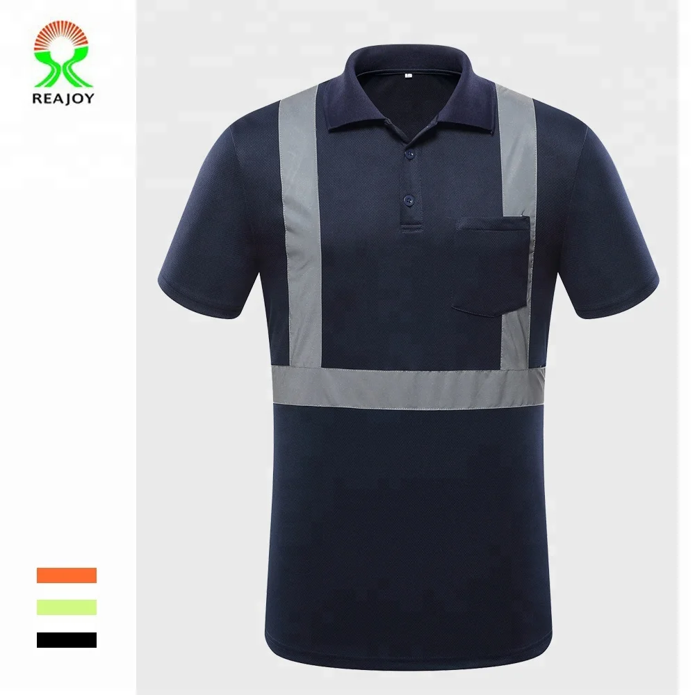 Custom logo factory supply reflective breathable quick-dry polo shirt with pocket