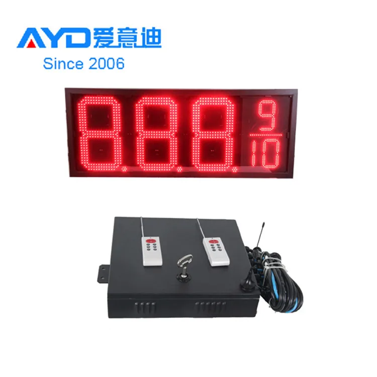16 Inches Outdoor Used Super Bright Red LED Digital Gas Price Sign for Gas Station with One Control Box and Two Remote Control