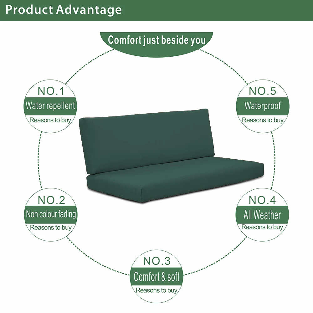 
Useful Acrylic 2-seaters Outdoor Chair Cushions Waterproof Deep Seat Cushions for Patio Furniture 