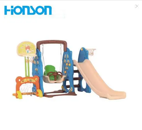 children plastic Indoor combination basketball hoop backyard swing slides set