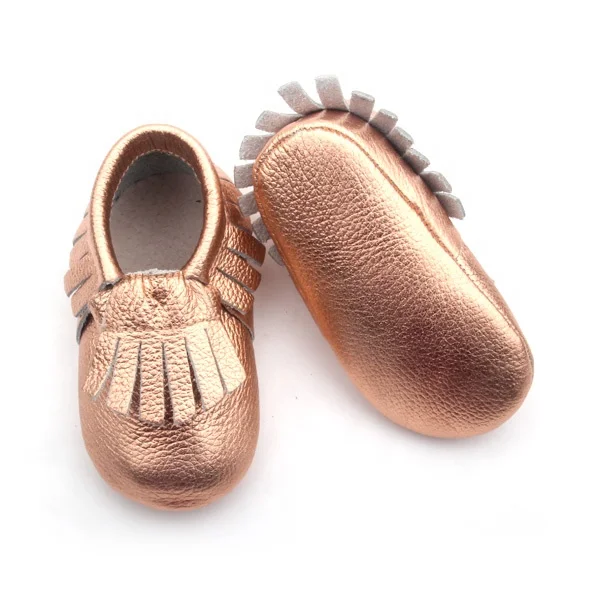 BEIBEINOYA Hot Selling Rose Golden Baby Moccasins Kids Toddler Leather Baby Moccasins Girl