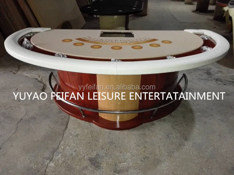 white wooden semicircle casino gambling poker table