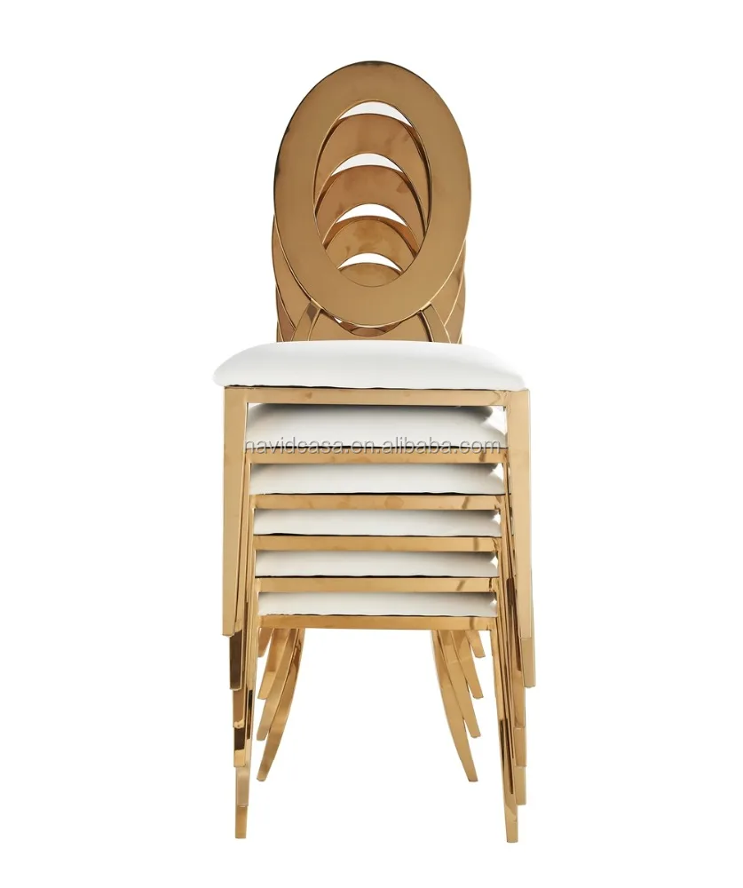B8030 Congling Stackable bulk chairs gold wholesale white chair