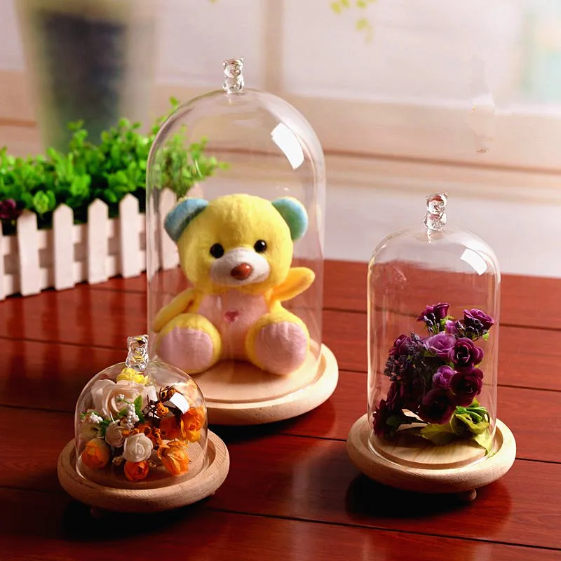
Bell Jar Small Glass Dome with Wood base \ Taxidermy Glass Butterfly Dome \ Display Tall decorative clear glass bell jar dome 