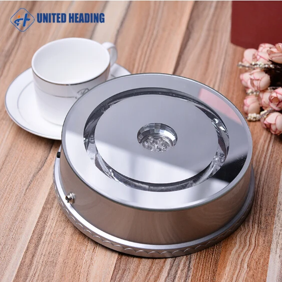 3D crystal rotating base  adapter powered 15leds 16cm diameter rotary led light base