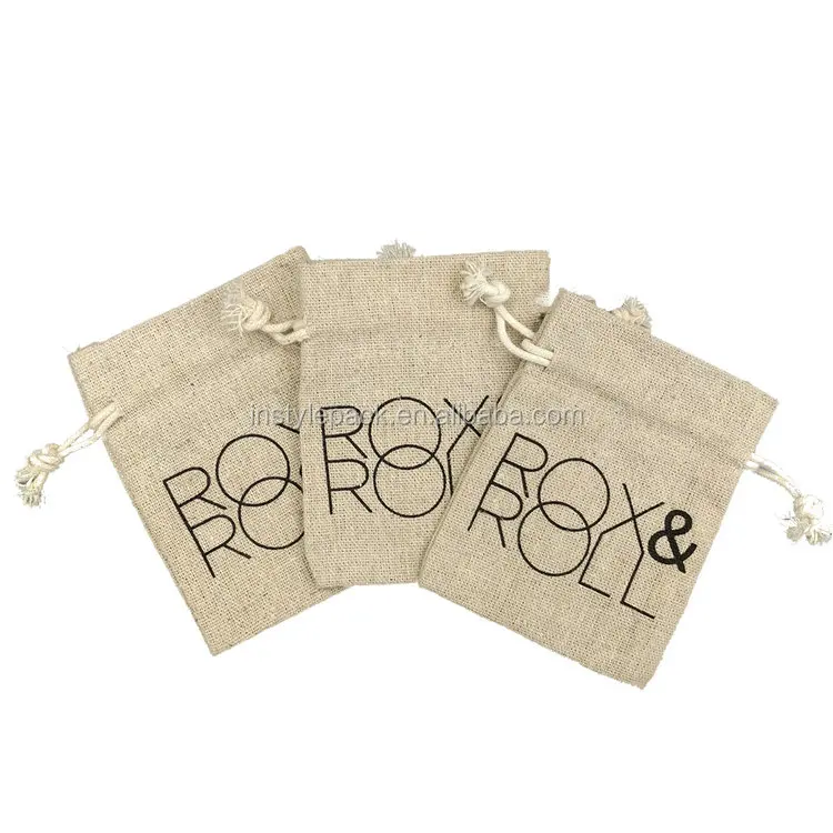 Superior Quality Logo Printed Recyclable cotton drawstring bag small drawstring pouch bags