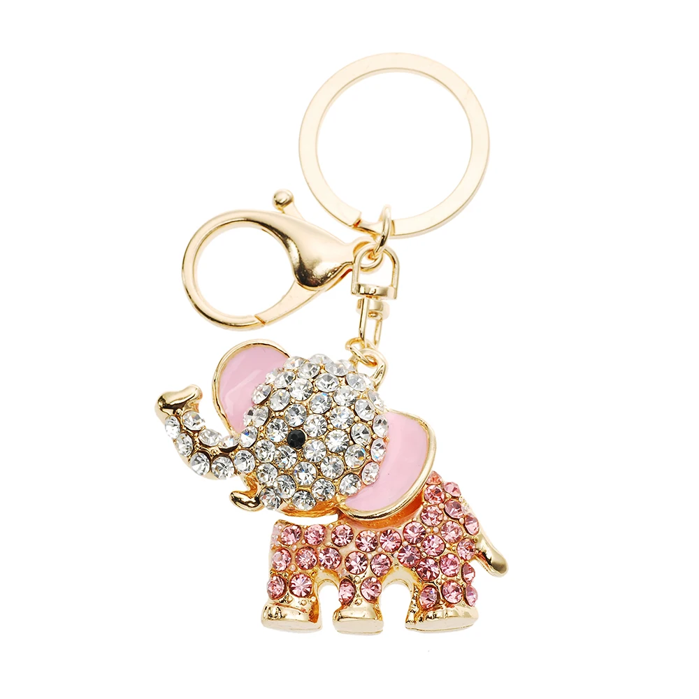 
Pink elephant key ring crystal keychain 2016 fashion 