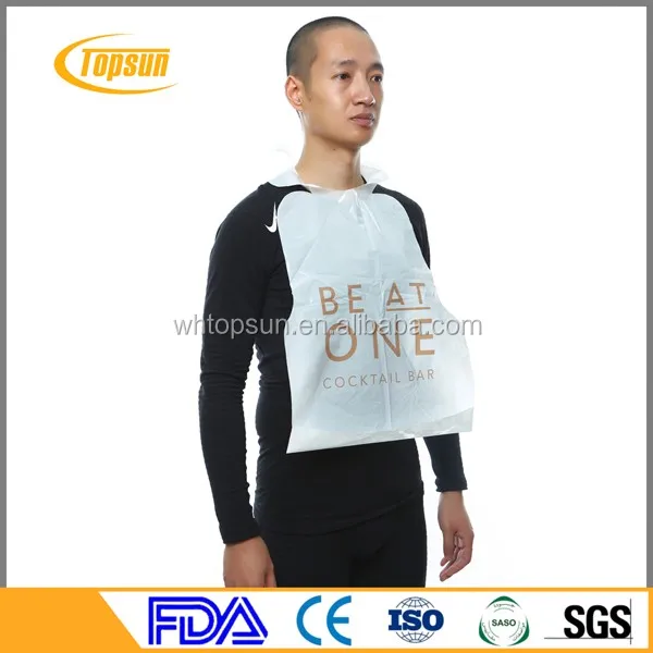 One time use disposable waterproof kitchen LDPE plastic restaurant pe adult bib