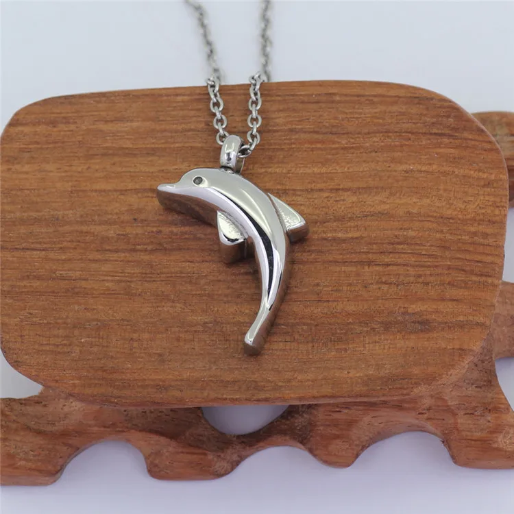 Urn Necklace Cremation Jewelry Memorial Ash Keepsake Dolphin Shape Pendant Necklace