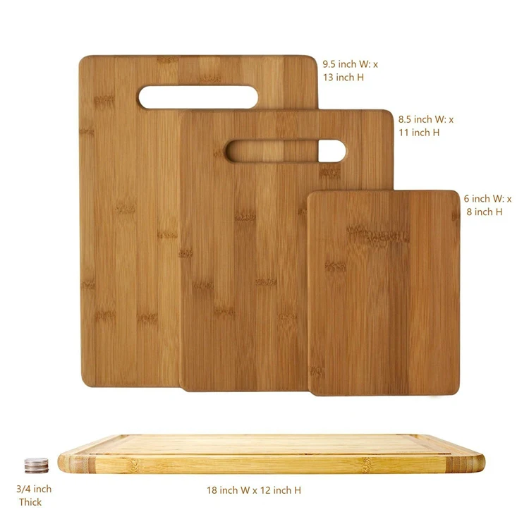 King Size Kitchenware Custom Bamboo Chopping Board Set of 4