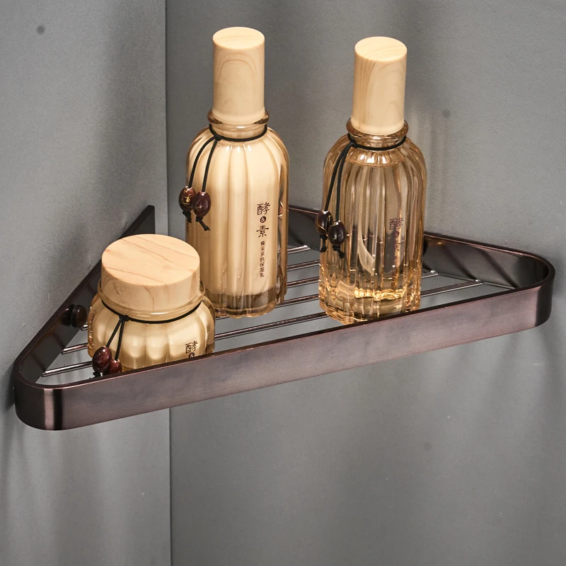 Wall Mount Brass Wire Shower Shelf Bath Corner Shelf Hanging Triangle Shower Rack